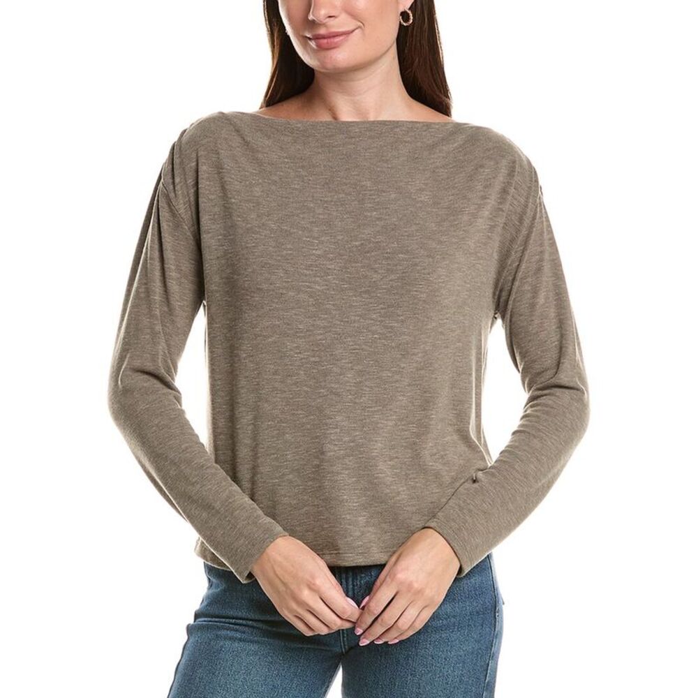 Michael Stars Womens  Elsie Long Sleeve Top, Brown